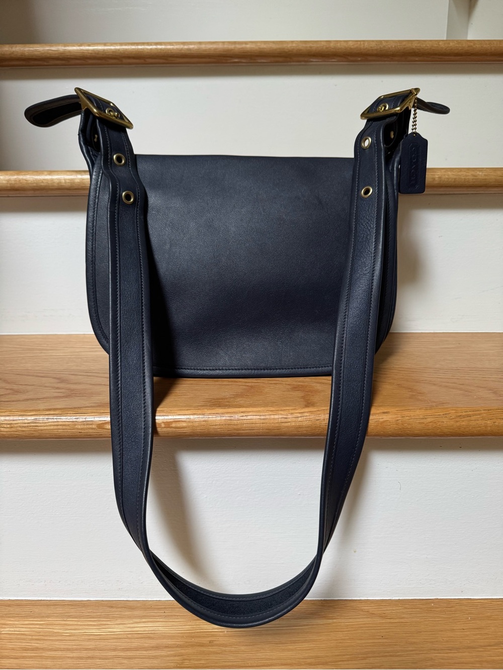 Vintage Coach Patricia's Legacy 9951 in Navy Blue Leather with Hang Tag